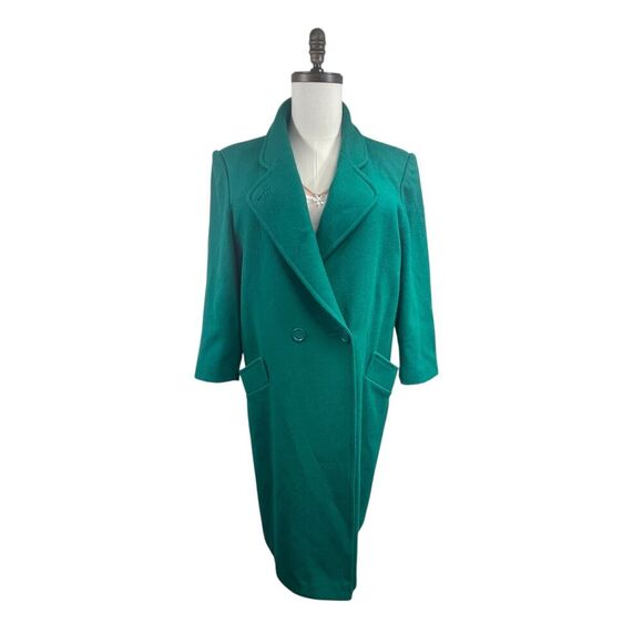 VTG 80s Green Long 100% Wool Coat L Lined Holidays St. Patrick's Coquette USA